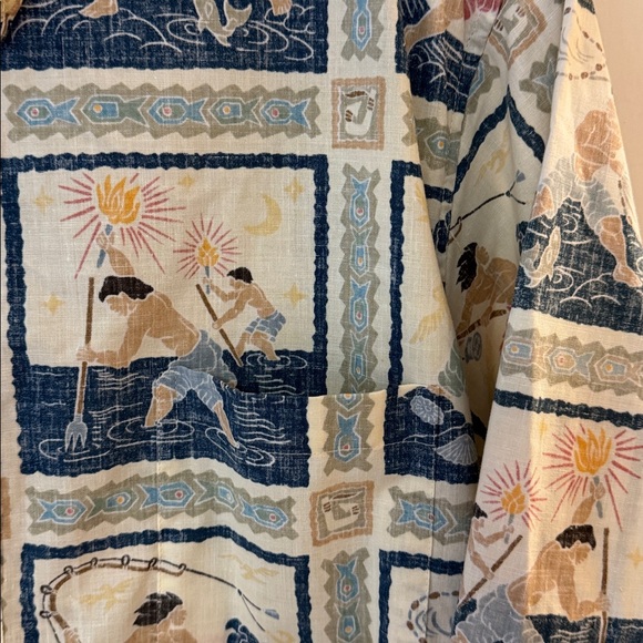 Reyn Spooner Hawaiian Aloha Shirt by Dietrich Varez Fisherman Reverse Print XL - Picture 4 of 12